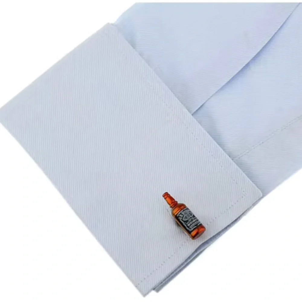 Whiskey Bottle Cufflinks - Silver and Orange